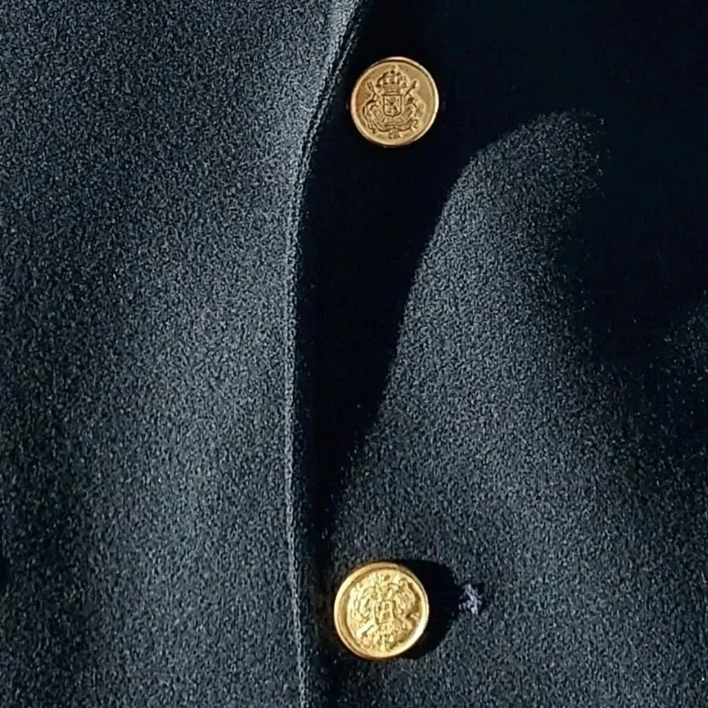 Haggar Mens 100% Pure Wool Mens Suit Jacket Gold Buttons Size 42 in Blue